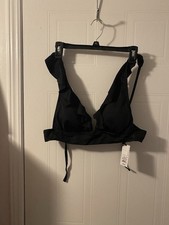 Shade Shore Black Tie Back Padded Lined Bikini Swimsuit Top Size Large NWT