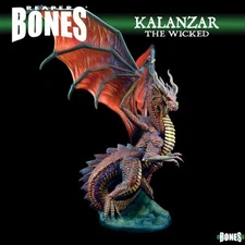 Reaper 77758 Kalanzar the Wicked, Red Dragon Bones Classic Plastic Miniature