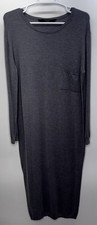 Knot Sisters Heather Gray Long Sleeve Sweater Dress Side Slits Minimalist M