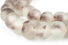 Purple Swirl Recycled Glass Beads 18mm Ghana African Sea Glass Round Large Hole