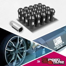 J2 Engineering Black Aluminum Closed End Design M12x1.25 20Pcs 50mm Tall Lug Nut