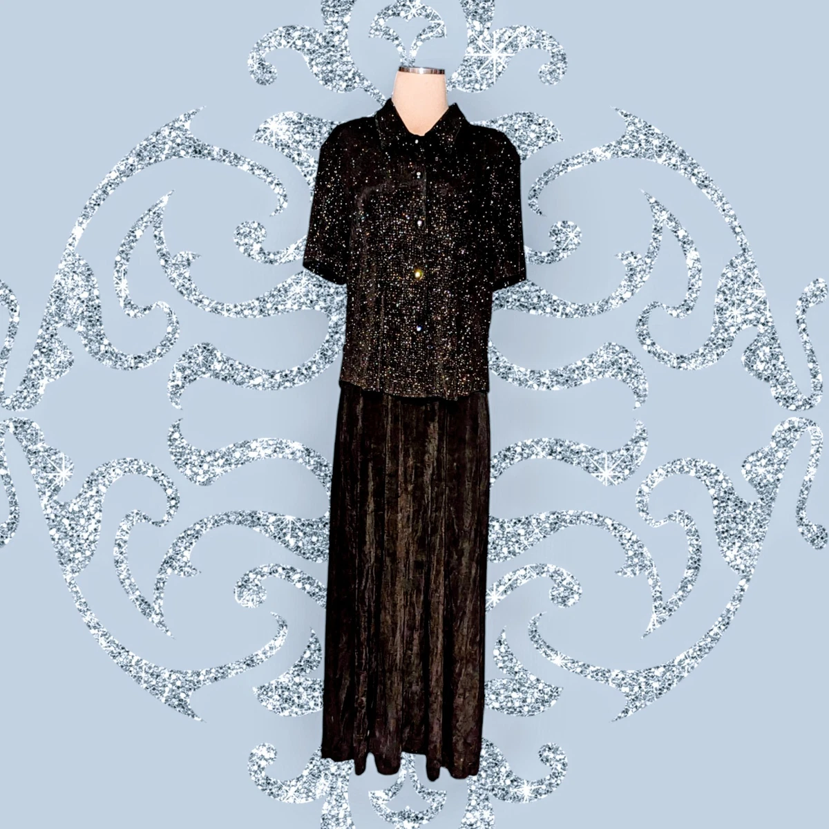 RONNI NICOLE ワンピース Vintage Ronni Nicole Black Maxi Dress: Shimmery Y2K Slip - Etsy