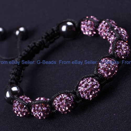 Strass Tschechisch Kristall Kugel Modeschmuck Armband Verstellbar Größe 6-8" 10mm - Bild 33 von 40