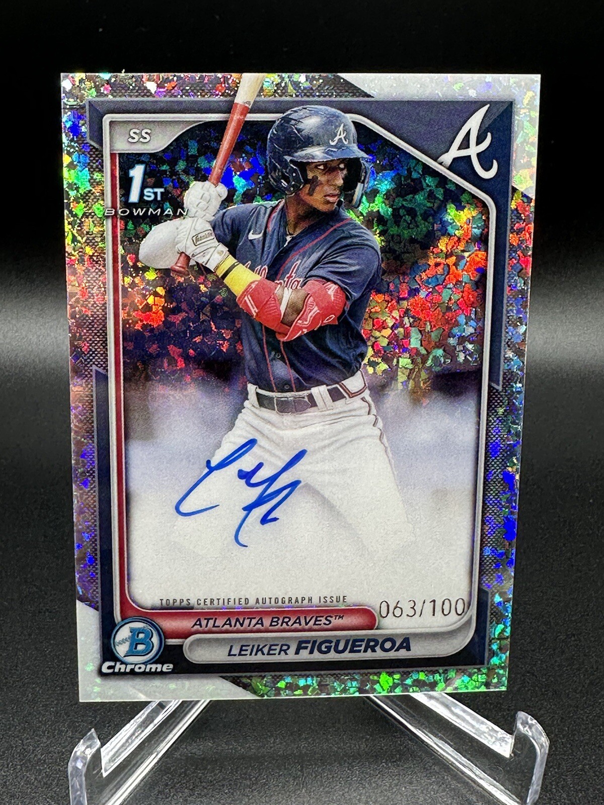 2024 Bowman Chrome Leiker Figueroa #CPA-LF Mini Diamond Auto 63/100 Braves