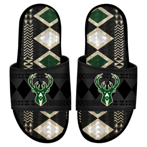 Herren ISlide schwarz Milwaukee Bucks Shooting Touch Ruanda Muster Gel Slide
