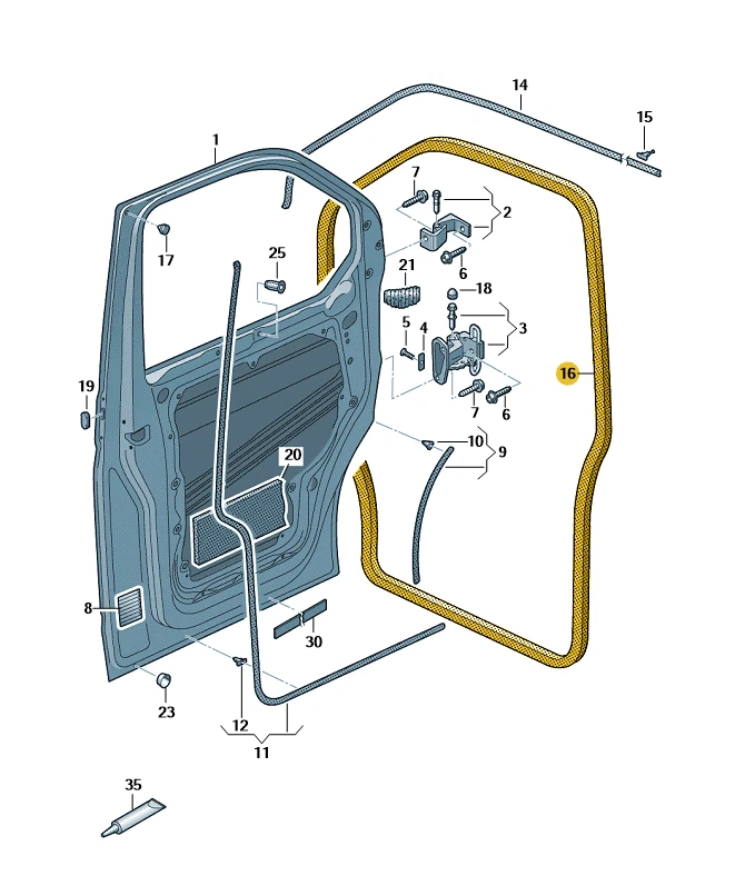 original VW T5 T6 Türdichtung Dichtung Abdichtung rechts und links an Karosserie