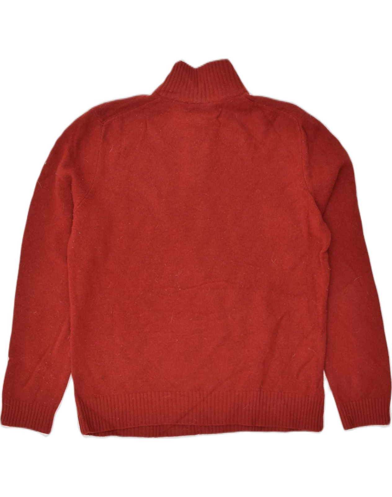 J. CREW Mens Zip Neck Jumper Sweater Large Red Fair Isle Lambswool FT07