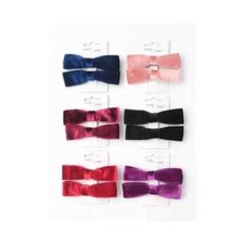 Pair Of Girls Soft Velvet Coloured Hair Coloured Bows Alligator Clip Accessory
