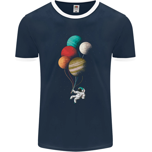 An Astronaut With Planets as Balloons Space Mens Ringer T-Shirt FotL - 第 34/36 張圖片