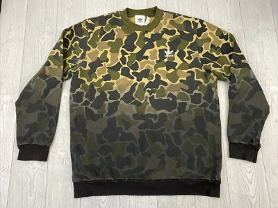 ADIDAS men's Large dip dye fade camo sweatshirt skate street logo sewn 