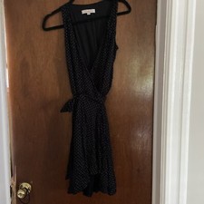 Loft Black Polka dot Wrap Dress Size XS