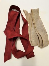 2 Craft Wired Jute Ribbon Red Tan 7 ft of each. EUC