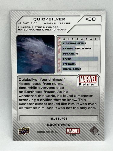 2023 Marvel Platinum QUIKSILVER Blue Surge #50 - Imagen 2 de 4