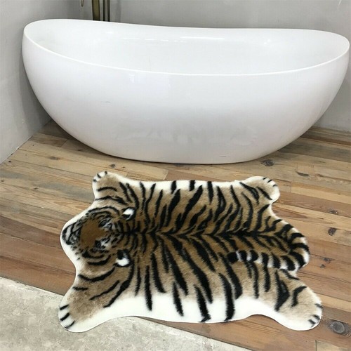 3.6X3'Ft Tiger Print Rug Animal Fur Rug Faux Fur Home Carpet Furry Area Rug - Picture 3 of 8