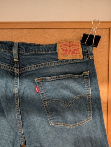 LEVIS 513 Jeans Mens 36x32 Blue Slim Straight - Picture 3 of 4