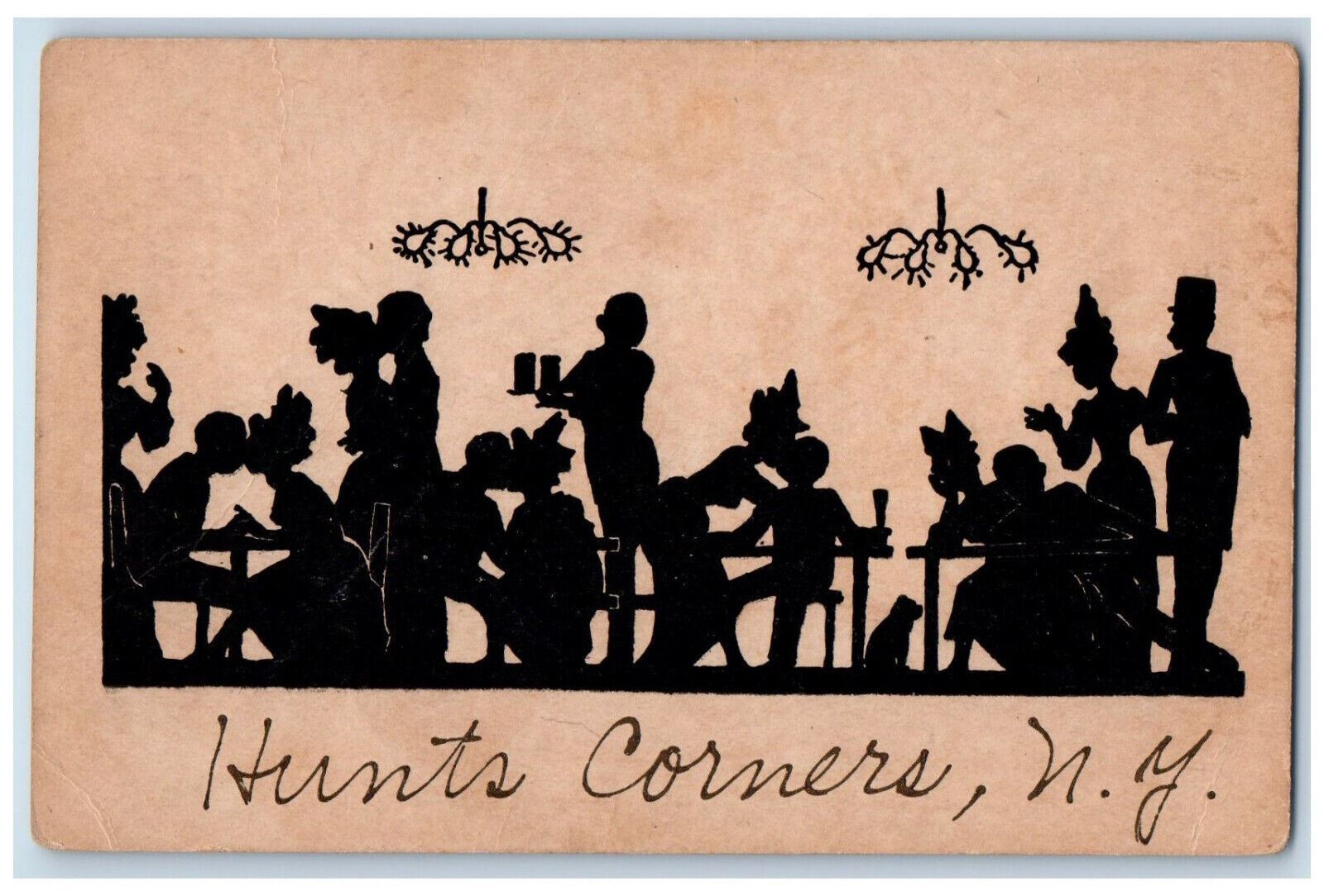 1911 Silhouette Hunts Corners New York NY Marathon NY Antique Posted Postcard