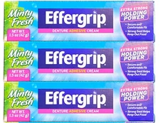 Effergrip Minty Fresh Denture Adhesive Cream 1.5 oz each -  3 TUBES