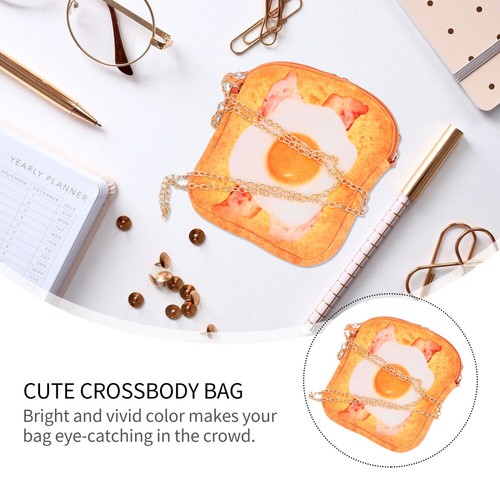 1pc Toast Shape Change Purse Chain Pouch Crossbody Trendy Bag (Bacon and Egg) - Picture 4 of 12