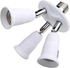 3 in 1 Light Bulb Socket Splitter, E26/E27 Multi Light Socket Adapter 360 Degree