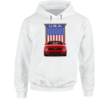Mustang Red Usa Flag Premium Gift Hoodie