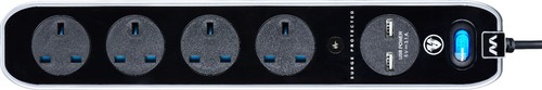 Cable de extensión negro con USB 2M 4 velocidades protegido contra sobretensiones - Masterplug SRGLSU42PB - Imagen 5 de 15