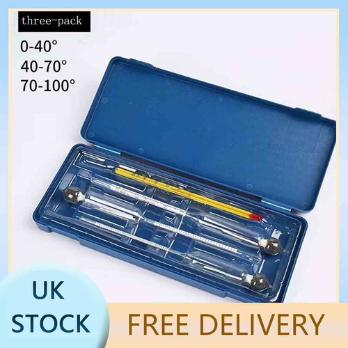 3PCS 0-100% Hydrometer Alcoholmeter Alcohol Tester Meter Thermometer Tool New