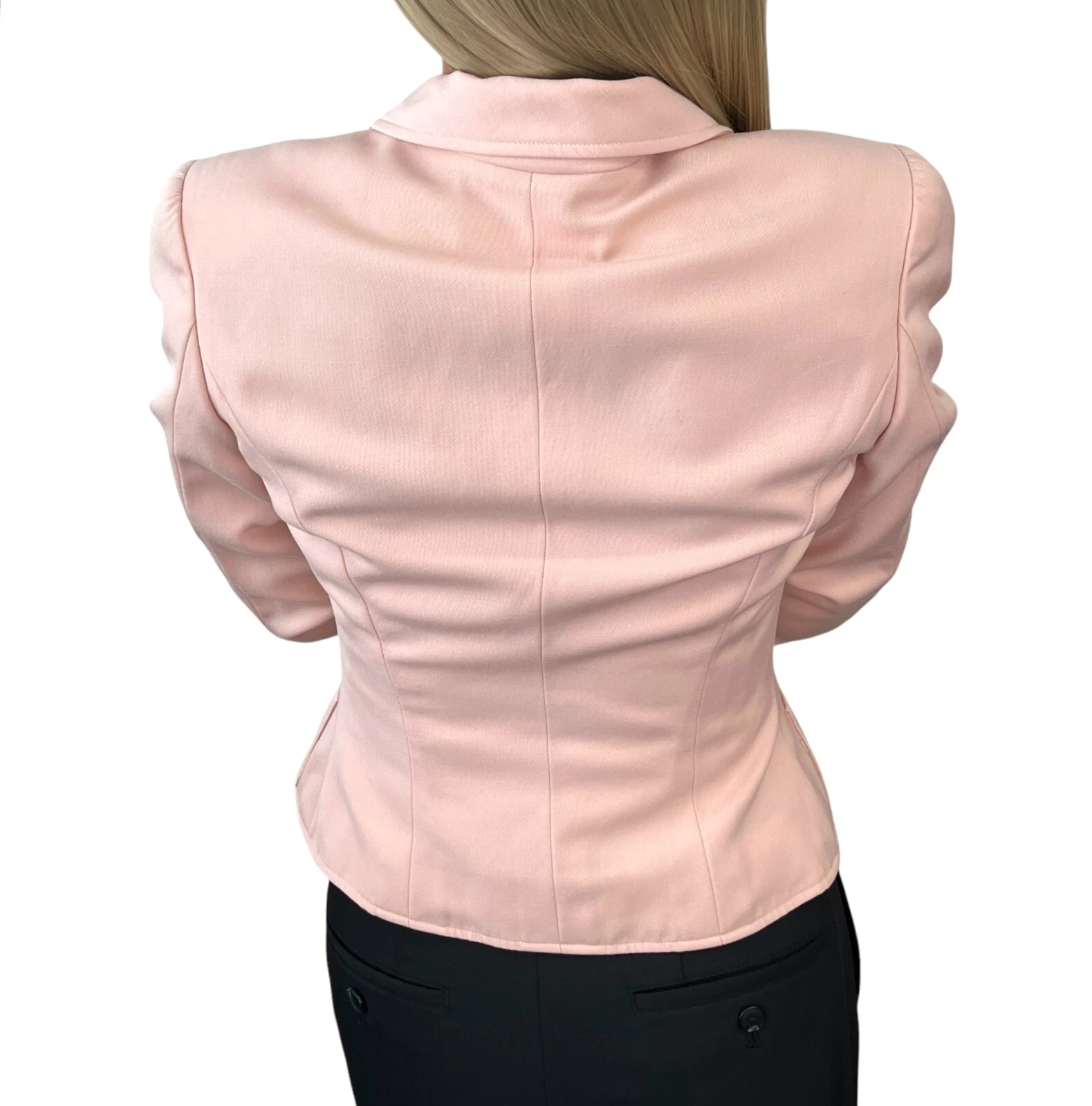 Giacca CHANEL Vintage 97P CC Logo #36 Bottone Ritagliato Rosa Lana