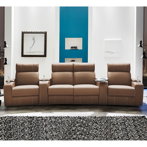 Cinema Sessel Hollywood 4er Kinosessel Kinosofa Sofa cappuccino Getränkehalter