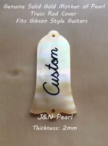 Mother of Pearl Truss Rod Cover Ebony Script Custom Inlaid Fits Gibson Guitars