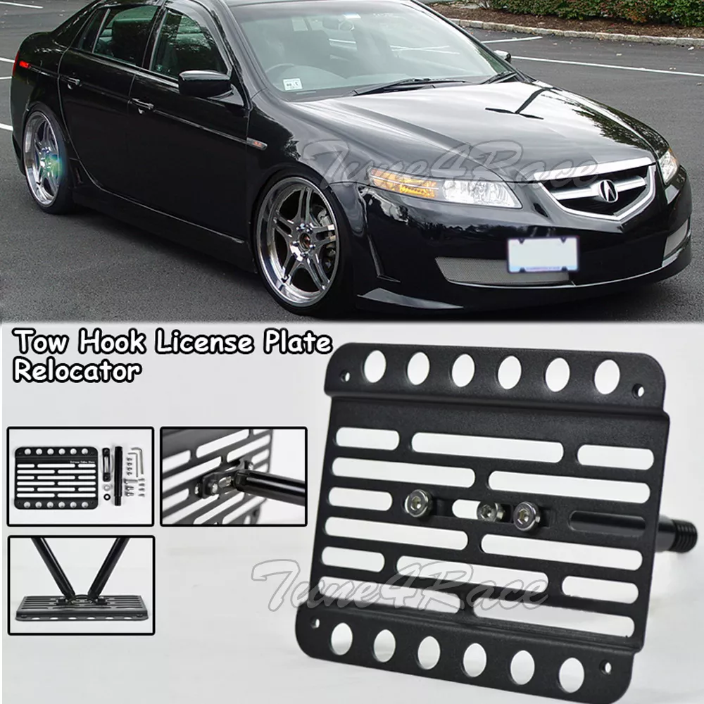 For 04 08 Acura TL Front Bumper License Plate Holder Tow Hook