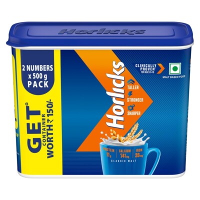 Horlicks Health & Nutrition Drink for Kids, 2x500 g Combo | Classic Malt f/ship