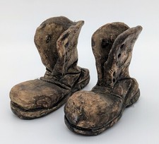 2 Collectable Hand Formed Studio Pottery Ornamental Work Boots