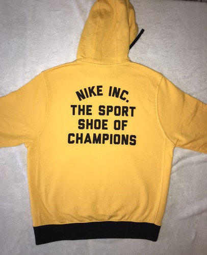 Nike Pinwheel Evolution Of The Swoosh Club Hoodie Sweatshirt Yellow Black Sz M - Picture 3 of 5