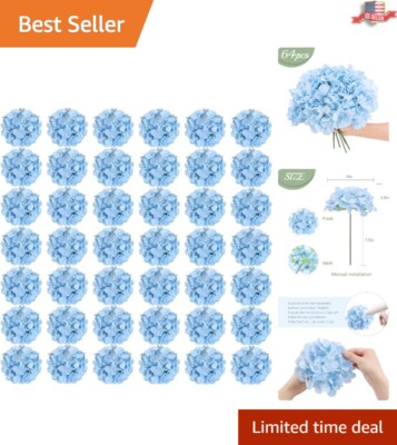 Luxurious 64-Pc Blue Artificial Hydrangea Set for Timeless Wedding & Party Decor