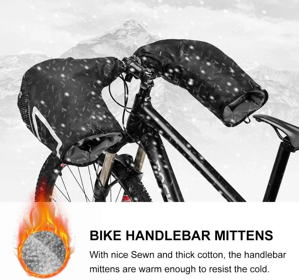 ROCKBROS Handlebar Cover MTB Bike Warmer Winter Pogies Windproof Thermal Gloves  - Image 2 of 4
