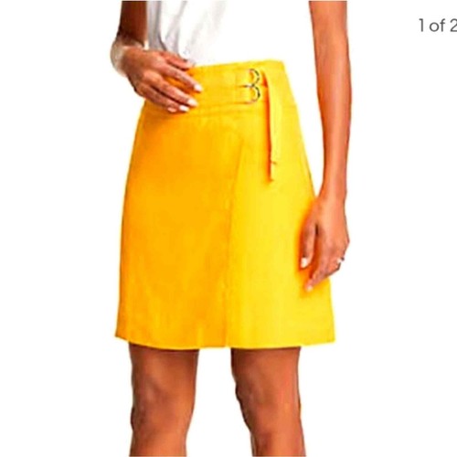 Ann Taylor Tartan yellow belted skirt SIZE 4 NEW!