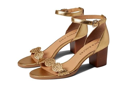 Jack Rogers Lauren Ankle Strap Mid Heel Women's Shoes, Gold, 6M