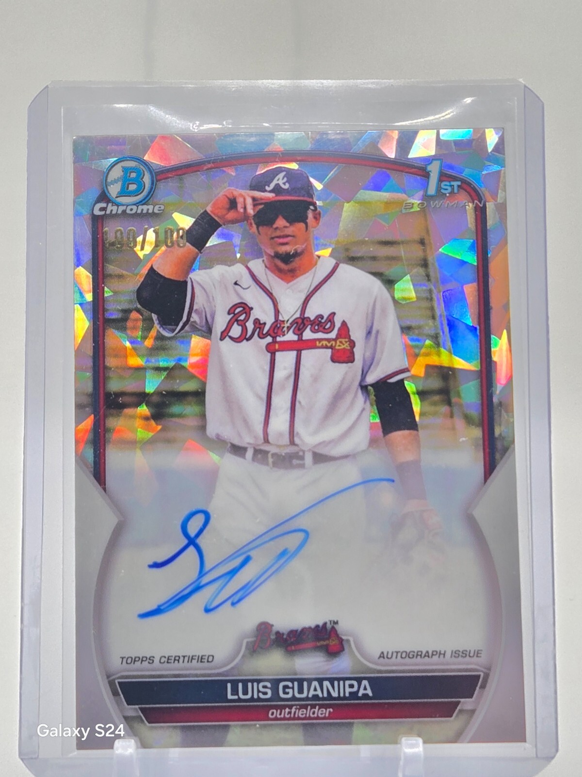 2023 Bowman Chrome 1st Bowman Auto Luis Guanipa Atomic Refractor 100/100 #CPA-LG