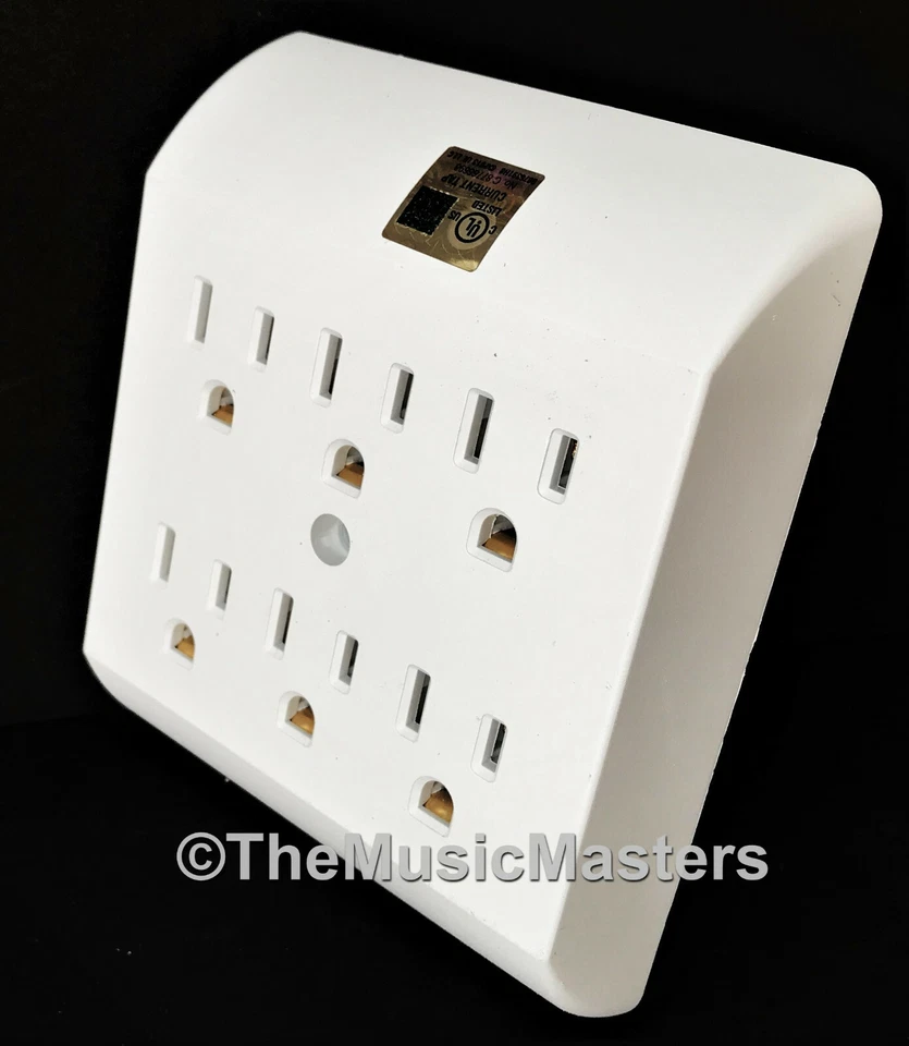 6 Outlet AC Wall Plug Power Splitter Tap 6-Way Electrical Socket Adapter Cover - Image 4 of 4