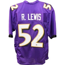 Ray Lewis Autographed/Signed Pro Style Purple Jersey Beckett 43969