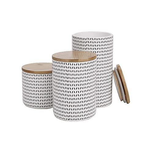 3-Piece Canister Set Sugar Container Coffee Storage Lids Kitchen Ceramic 4"L ...