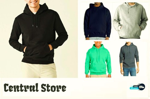 Mens Plain Adults Kids Hoodie Hooded Sweatshirt Central Women Soft Top Unisex - Picture 2 of 32
