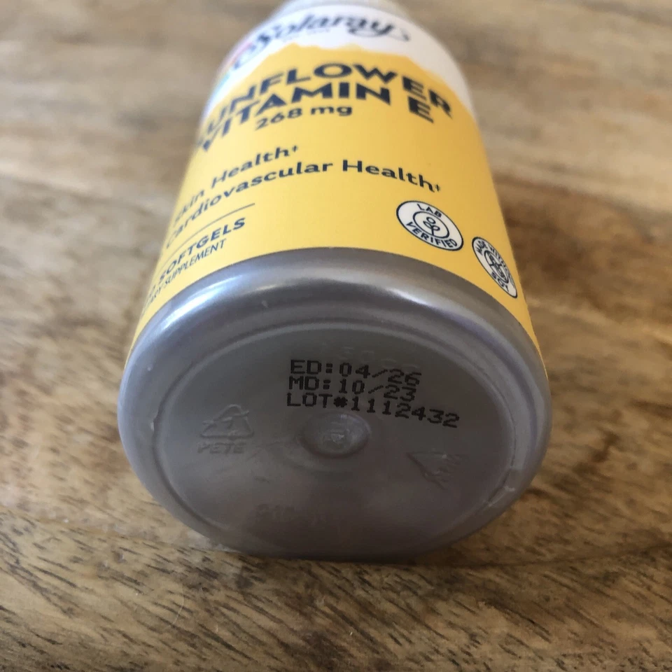 Solaray подсолнечный витамин E 268 мг (400 МЕ) 60 мягких гелей - срок годности 4/26 - Изображение 4 из 4