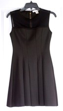 SANS SOUCI Dress, Little Black Dress, Flare Striped Mesh Sheer Top Back Zipper