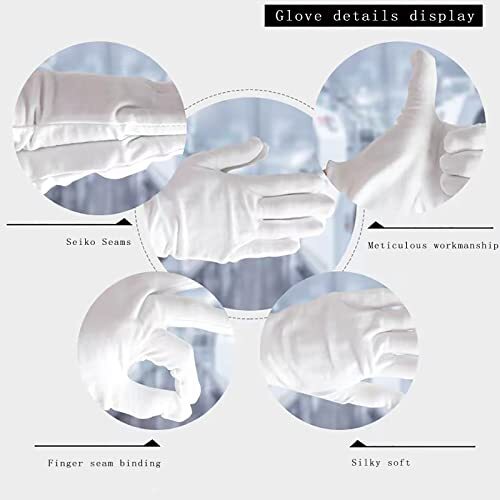 6 Pcs(3pairs) White Cotton Gloves,White moisturizing Gloves - Picture 4 of 6