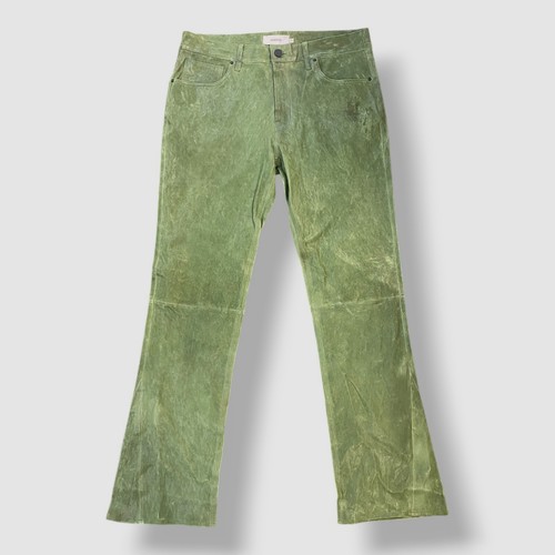 Hudson Men's Green Walker Kick Flare Vintage Leather Bootcut Jeans Pants Size 36