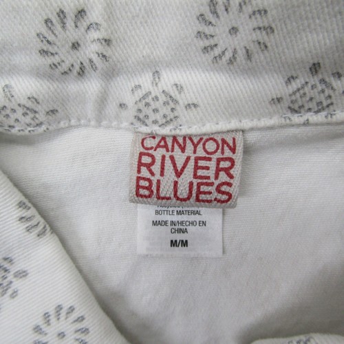 White Floral Top Shirt Blouse Girls Medium Sleeveless Button Denim Casual Preppy - Picture 5 of 8