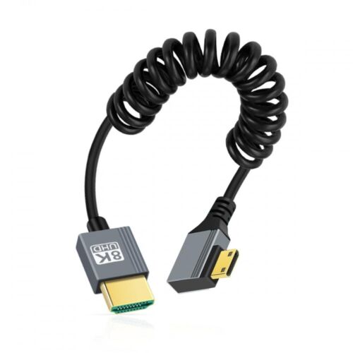 Cy Cable Mini Hdmi 2.1 Male To Hdmi Male 8K 60Hz Stretch Coiled Cable Lef_