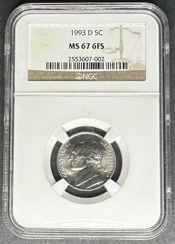 1993-D Jefferson Nickel NGC MS-67 6FS, Buy 3 Items, Get $5 Off!!