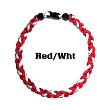 3 Rope Tornado Braided Boys Youth Baseball Energy Necklace 18" 20" Red White